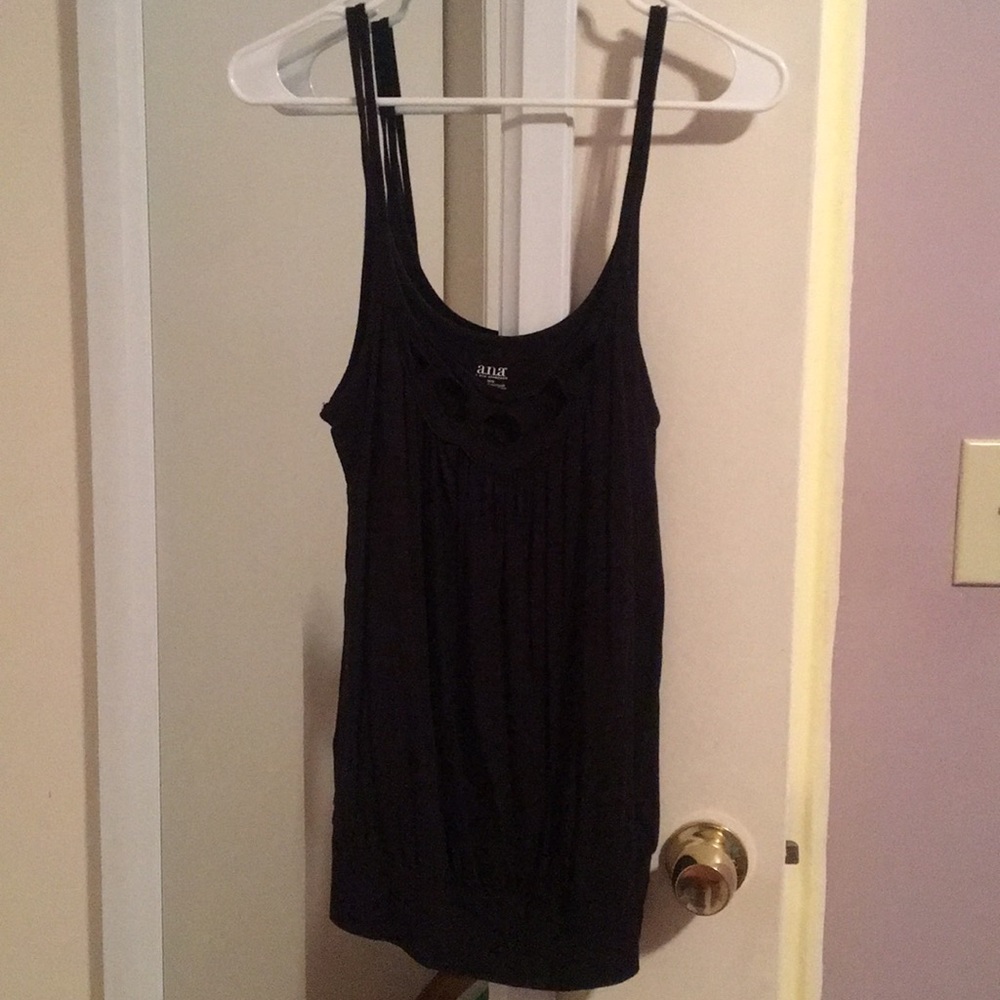 a.n.a. Double Strap Black Cutout Top